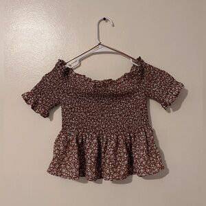 Jun & Ivy M Floral Off Shoulder Crop Top